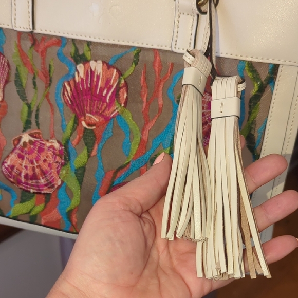 NWOT Patricia Nash Gianella Leather and Mesh Tote Bag-Seashell Latte - Picture 4 of 13